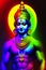 Beautiful Indian god plays the harp against the background of Colorful. Neural network AI generated art