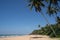 Beautiful Indian Ocean coastline with pristine sand and palm trees at Bentota Beach Sri Lanka