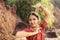 Beautiful indian woman dancer in traditional clothing