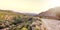 Beautiful, Inhospitable Landscape on the Border of Utah and Arizona, a Trail with Mesas