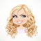 Beautiful insidious cartoon blond girl with magnificent curly hair portrait