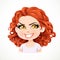 Beautiful insidious cartoon brunette girl with dark red hair portrait