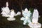 Beautiful installation group of penguins on ice.  Figures illuminated by many lanterns during Festival of Chinese lanterns