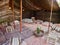 Beautiful interior of Bedouin tent in Marrakech, Morocco.