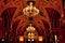 the beautiful interior hall of the State Opera House. Shiny marble column and stone balustrade