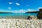 Beautiful inviting landscape view of Bruce Peninsula national park at Lake Huron with crystal clear turquoise, tranquil fresh wat