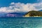 Beautiful Ionian Sea with clear turquoise water and morning summer coast view from beach Lukove, southern Albania