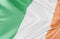 Beautiful Ireland Flag Wave Close Up on banner background with copy space.,3d model and illustration