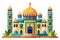 Beautiful islamic mosque Vector Illustration on white background