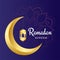 Beautiful Islamic Ramadan Pattern Background with Golden Moon and Lamp