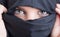 Beautiful islamic woman eyes and face covered by burka