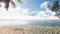 Beautiful island. Sunset. Tropical beach, beautiful clouds and palms. Paradise. Panorama