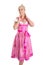 Beautiful isolated bavarian woman wearing pink traditional dress
