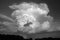 Beautiful isolated thunderstorm over the Great Plains. Black and White image.
