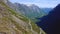 Beautiful Isterdalen valley and part of Trollstigen or Trolls Path, a popular serpentine mountain road with 11 hairpin turns.