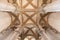 Beautiful Italian church Looking up at painted and decorated curves and arches, supported by stone columns, in an ancient church