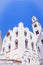 Beautiful Italy.  The historical heritage.  The white Catholic Cathedral of San Sabino in Bari and its high bell tower on blue sky