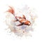 A beautiful Japanese koi fish in traditional sumi-e watercolour style. White background. Generative AI