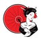 Beautiful Japanesse Modern Exotic Geisha wear red umbrella