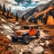 Beautiful Jeep wrangler on the Mountain, Generative AI