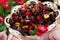 Beautiful jelly candies in chocolate on a porcelain dish provence palace utensils still life, luxury, beauty, love, dating, food