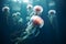 the beautiful jellyfish swim in the ocean