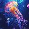 Beautiful jellyfish swimming in the deep blue sea. High quality photo