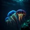 Beautiful jellyfish under the sea - ai generated image