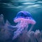 Beautiful jellyfish in the underwater world with inner glow