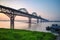 Beautiful jiujiang yangtze river bridge at dusk