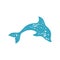 Beautiful jumping dolphin floating at open sea enjoying freedom blue grunge texture vector