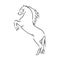 Beautiful jumping horse black and white vector outline. beautiful horse vector sketch illustration