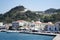 Beautiful Karlovasi town, Samos, Greece High angle view of the bustling harbor