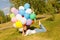 Beautiful kazakh girl with balloons