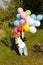 Beautiful kazakh girl with balloons