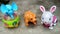 Beautiful Kids toys of blue colour elephant, yellow colour dog and white red colour rabbit. Gorakhpur city