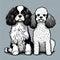Beautiful king charles cavalier with a cute poodle - ai generated image