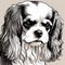 Beautiful king charles cavalier dog illustration - ai generated image