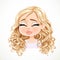 Beautiful kisses cartoon blond girl with magnificent curly hair portrait