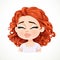 Beautiful kisses cartoon brunette girl with dark red hair portrait