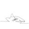 A beautiful kitty with is sleeping sweetly. A continuous line. Vector illustration drawn with a single line