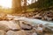 Beautiful Krimml waterfall and mountain stream on Tauern Nation