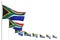 Beautiful labor day flag 3d illustration - South Africa isolated flags placed diagonal, image with selective focus and place for