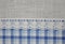 Beautiful lace and blue tartan textile texture background