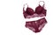 Beautiful lace lingerie on a white isolated background. Burgundy underwear set. Bra and panties classic
