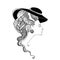 Beautiful lady head silhouette. Baroque style.