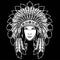 Beautiful lady head wearing american native indian head dress