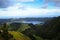 Beautiful lagoon surrounded by mountainses Azores Islands Portugal