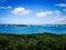 beautiful lagoon with turquoise water and trees in the foreground in Chalk Sound, Providenciales, Turks and Caicos