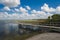 Beautiful Lake Apopka located in Central Florida with clouds and deep blue sky on a magnificent day